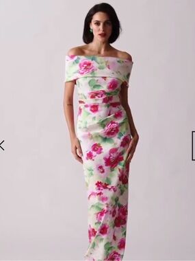 Rickie Freeman Teri Jon Floral Gown Sz 12 + Custom Scarf Mother of Bride